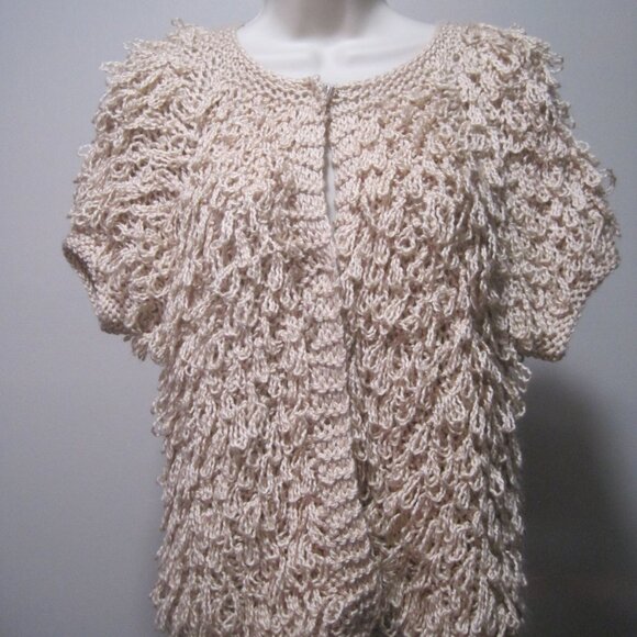 American Rag CIE Peach Blush Pasadena Boho Knit Carpet Sweater Vest Size Large - Picture 1 of 8